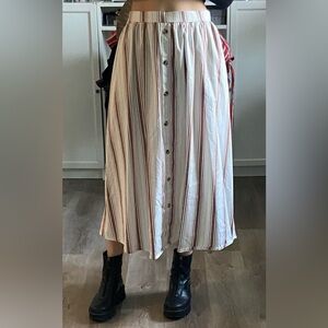 Nordstrom A-Line Striped Skirt in Cream and Brown